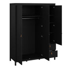 Barcelona Wardrobe With 2 Doors 1 Mirror Door 2 Drawers In Matt Black - Price Crash Furniture