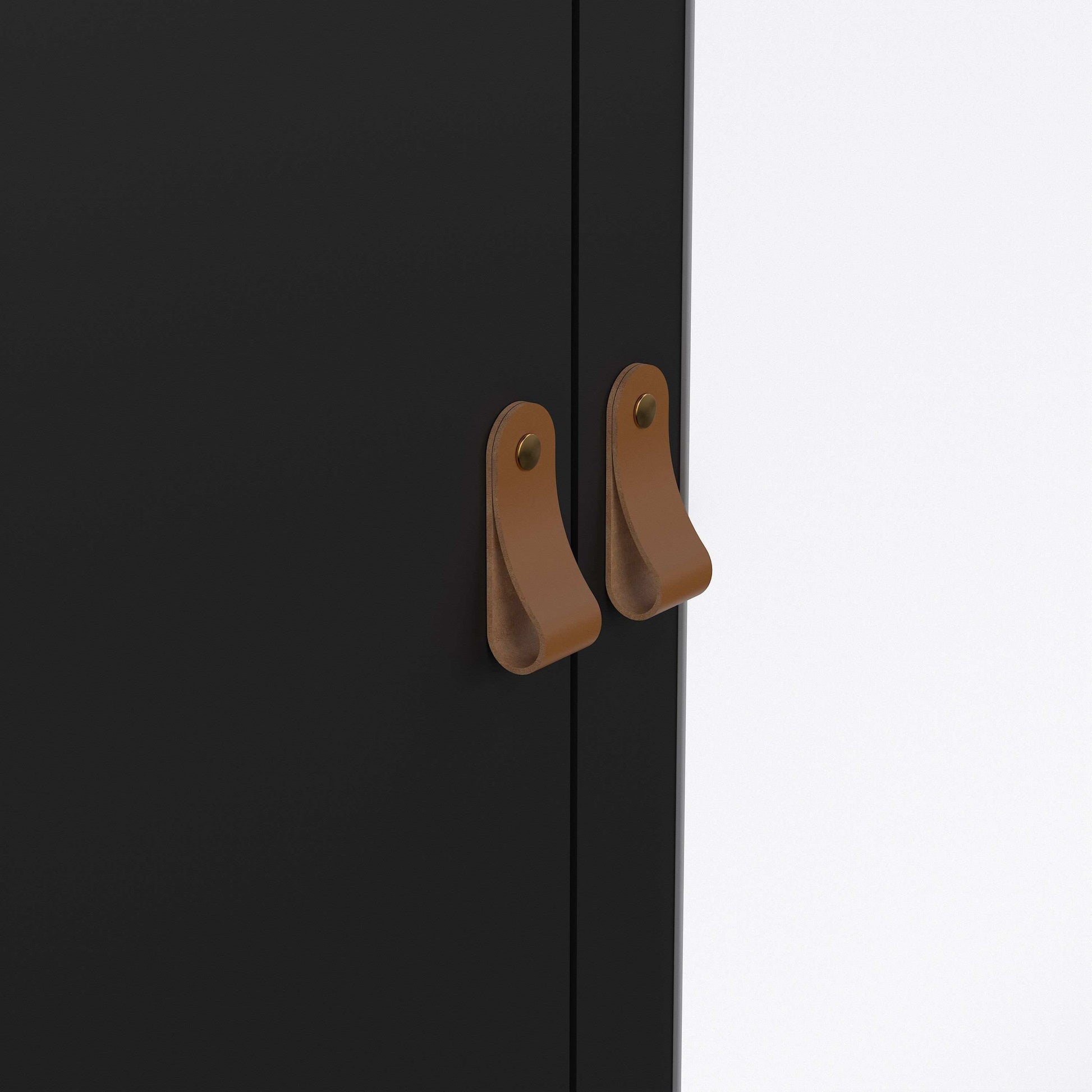 Barcelona Wardrobe With 2 Doors 1 Mirror Door 2 Drawers In Matt Black - Price Crash Furniture