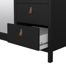 Barcelona Wardrobe With 2 Doors 1 Mirror Door 2 Drawers In Matt Black - Price Crash Furniture