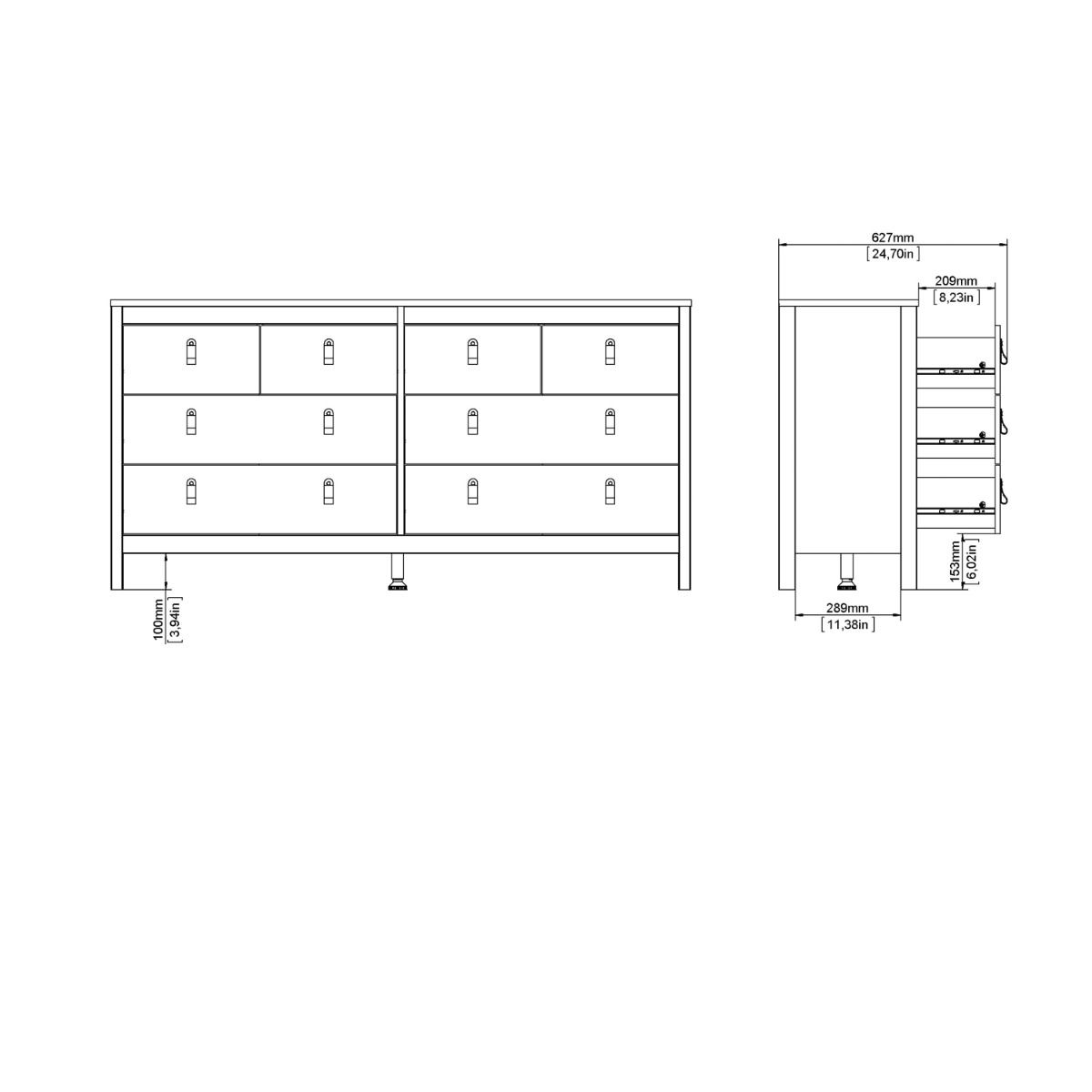 Barcelona Double Dresser 4+4 Drawers In Cashmere