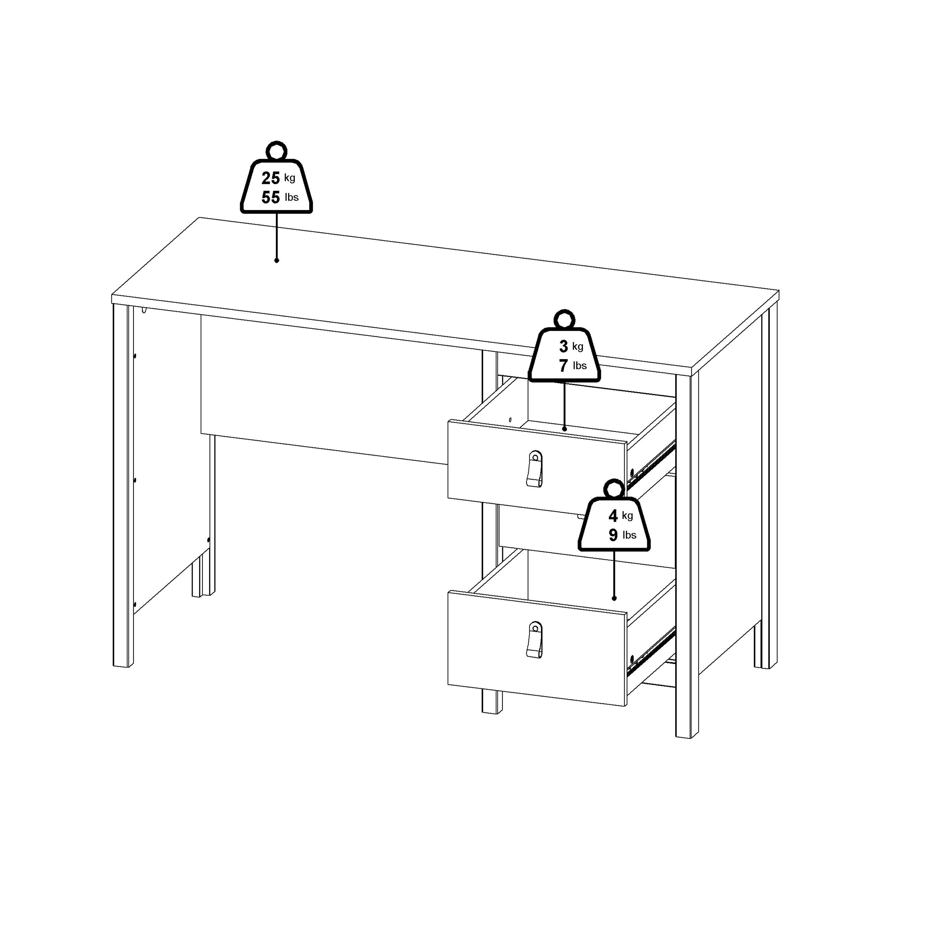 Barcelona Home Office Study Desk 3 Drawers In White - Price Crash Furniture