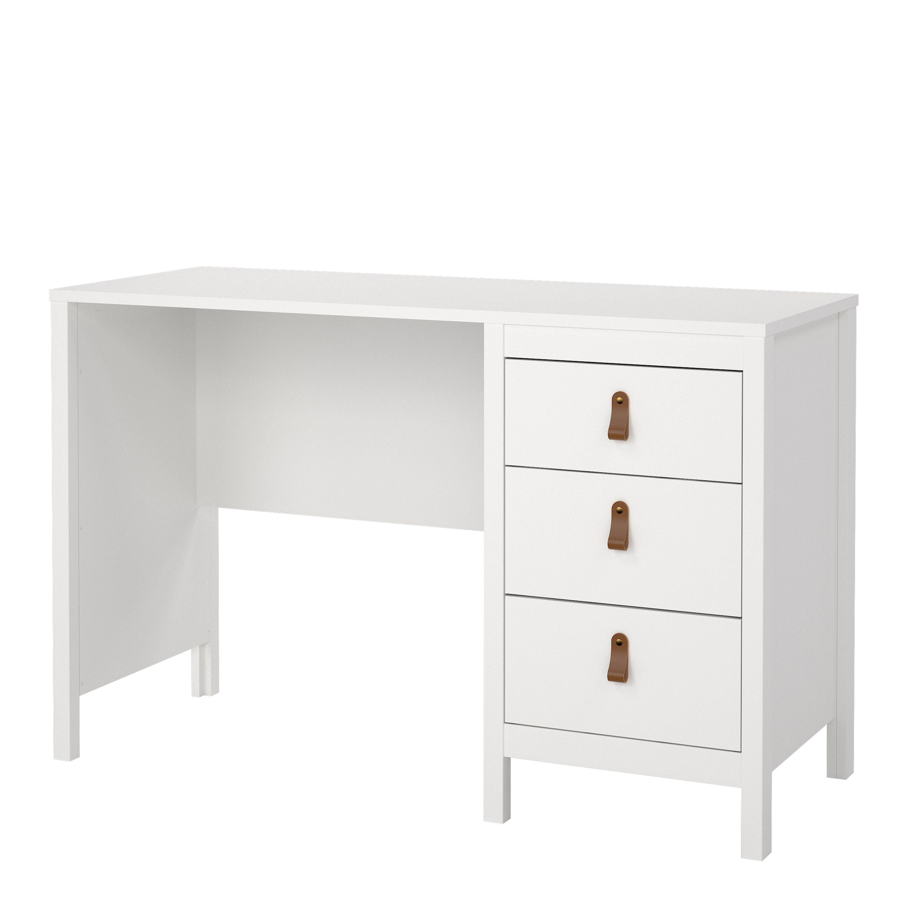 Barcelona Home Office Study Desk 3 Drawers In White - Price Crash Furniture