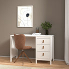 Barcelona Home Office Study Desk 3 Drawers In White - Price Crash Furniture