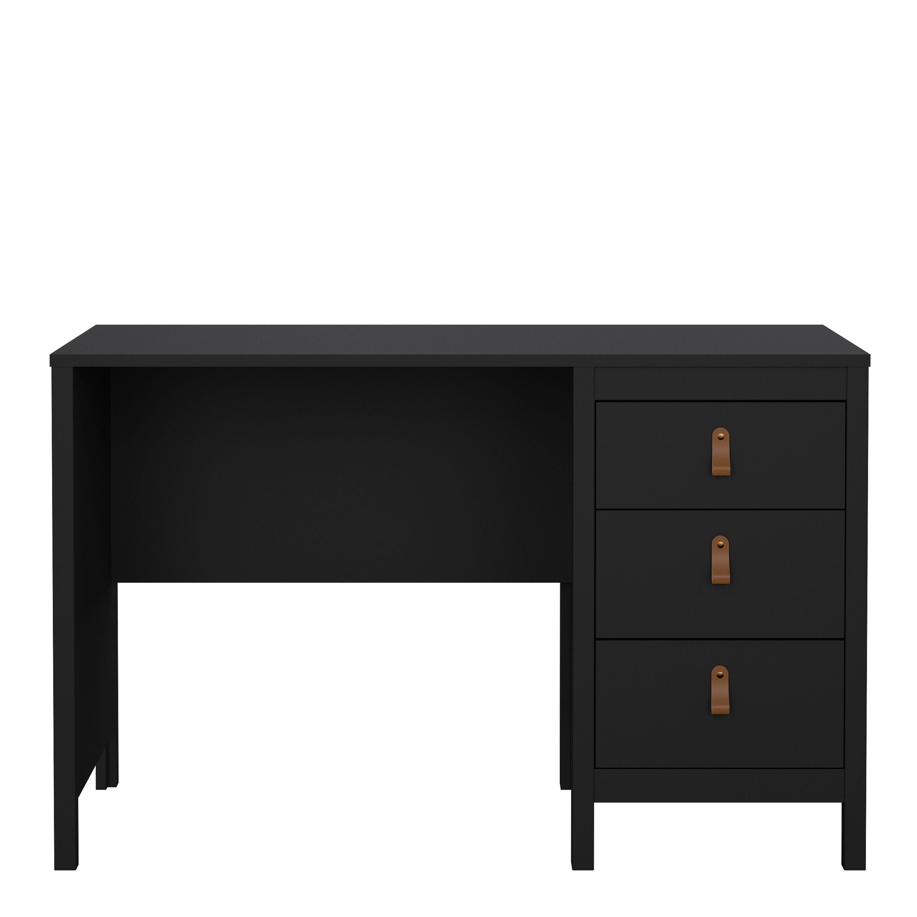 Barcelona Shaker Style Home Office Study Desk 3 Drawers In Matt Black - Price Crash Furniture