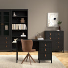 Barcelona Shaker Style Home Office Study Desk 3 Drawers In Matt Black - Price Crash Furniture