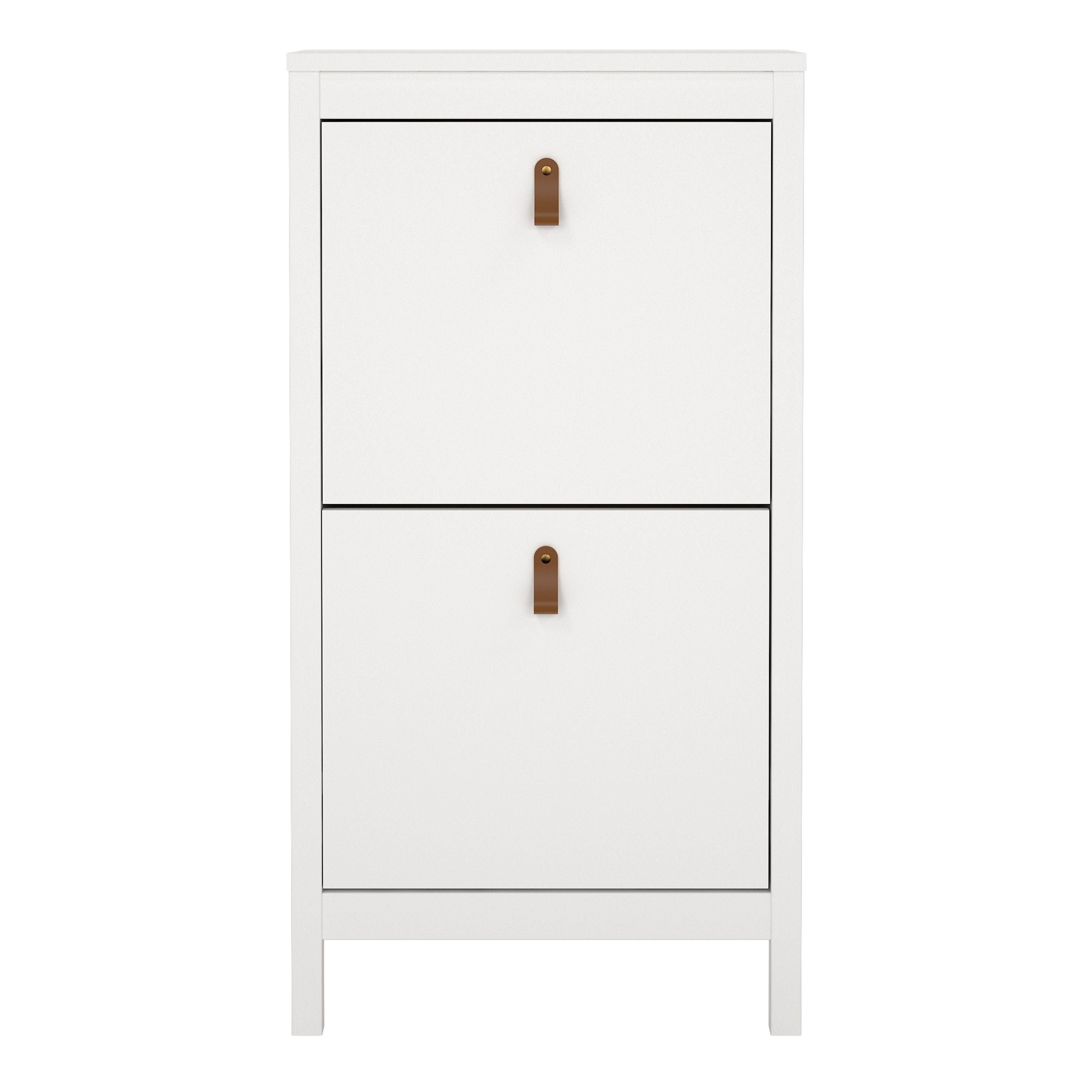 Barcelona Shoe Cabinet 2 Flip Down Doors In White - Price Crash Furniture