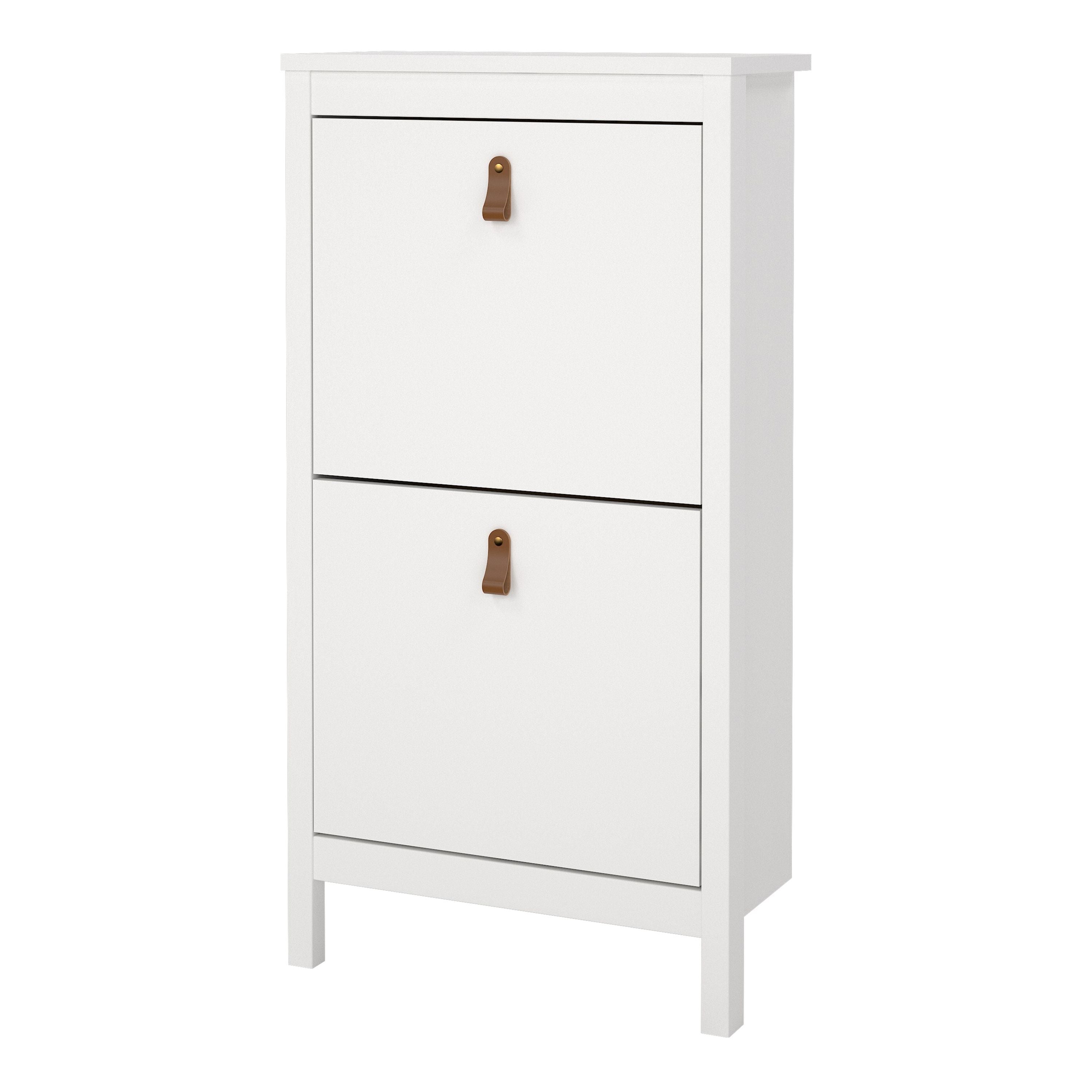 Barcelona Shoe Cabinet 2 Flip Down Doors In White - Price Crash Furniture