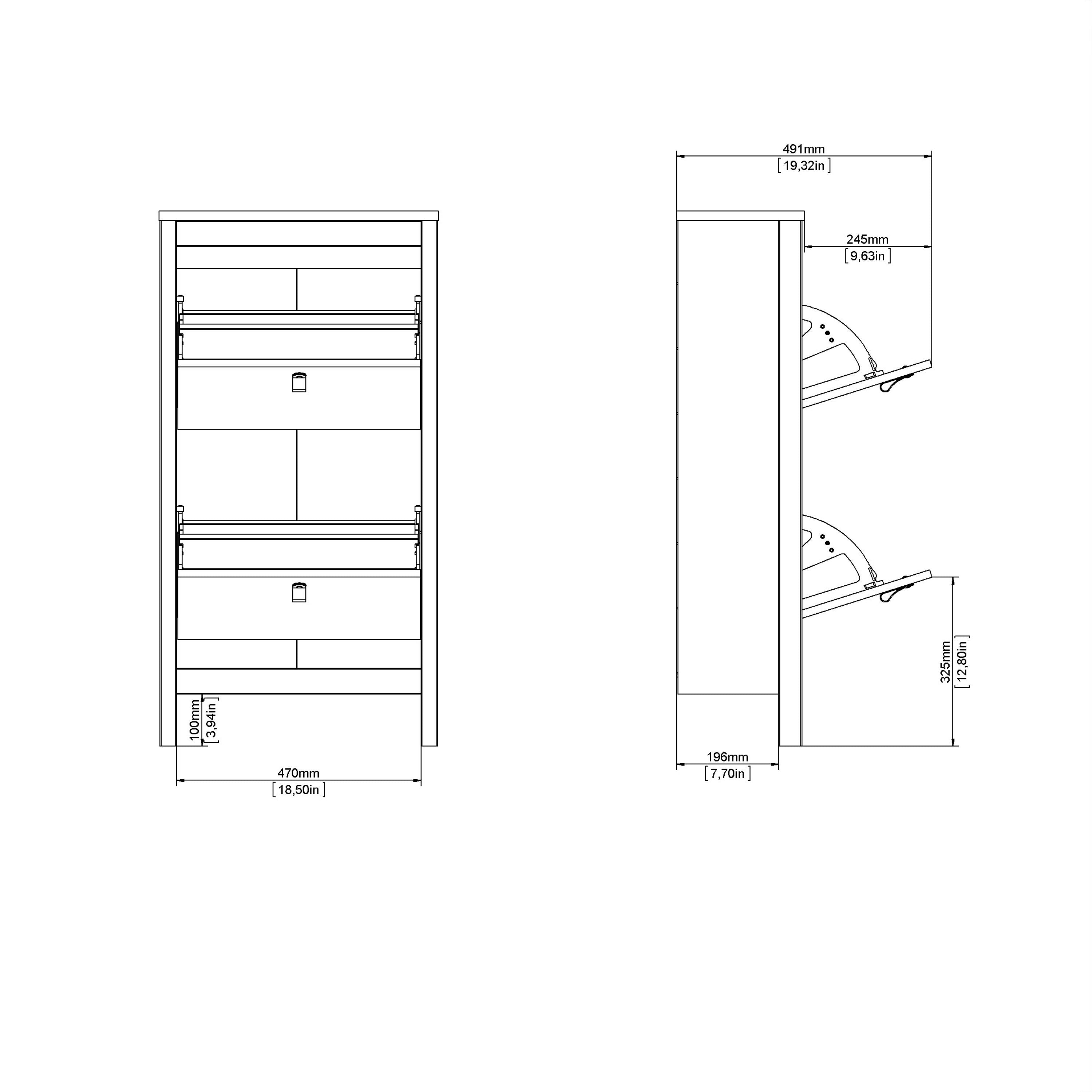 Barcelona Shoe Cabinet with 2 Flip Down Doors In Matt Black - Price Crash Furniture