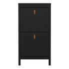 Barcelona Shoe Cabinet with 2 Flip Down Doors In Matt Black - Price Crash Furniture