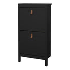 Barcelona Shoe Cabinet with 2 Flip Down Doors In Matt Black - Price Crash Furniture