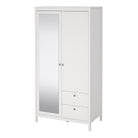 Madrid Mirrored Wardrobe With 1 Door 1 Mirror Door 2 Drawers White - Price Crash Furniture