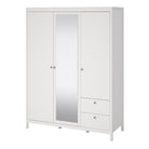 Madrid Extra Large Wardrobe With 2 Doors 1 Mirror Door 2 Drawers White - Price Crash Furniture