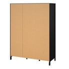 Madrid Extra Large Wardrobe With 2 Doors 1 Mirror Door 2 Drawers Matt Black - Price Crash Furniture