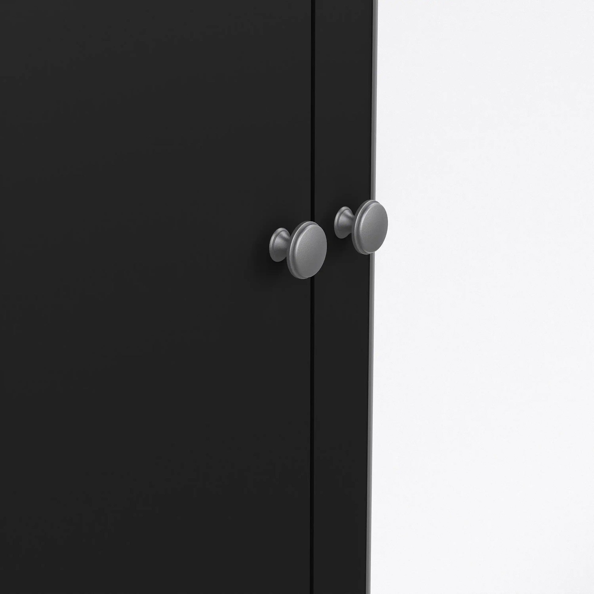 Madrid Extra Large Wardrobe With 2 Doors 1 Mirror Door 2 Drawers Matt Black - Price Crash Furniture