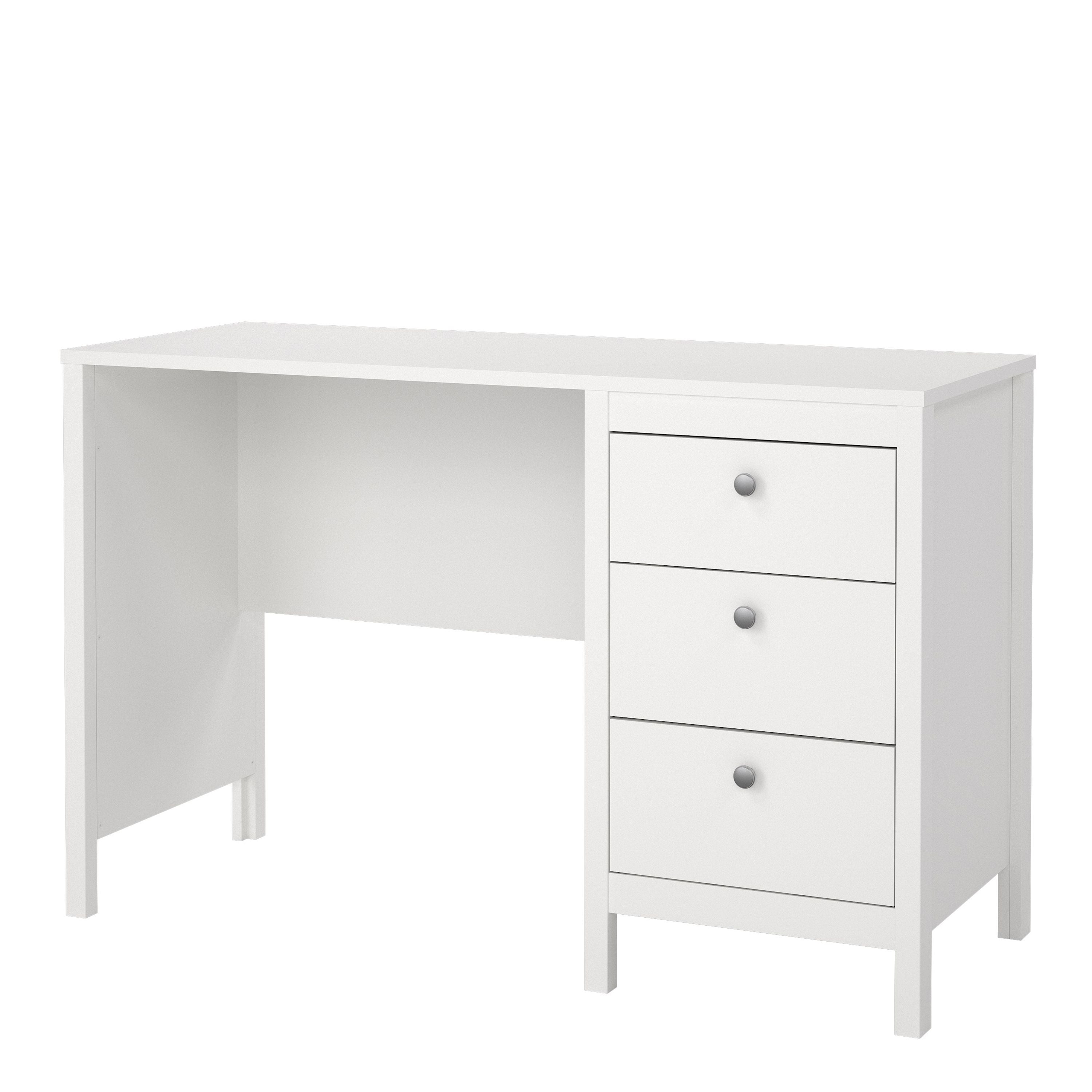 Madrid Home Office Study Desk with 3 Drawers in White - Price Crash Furniture