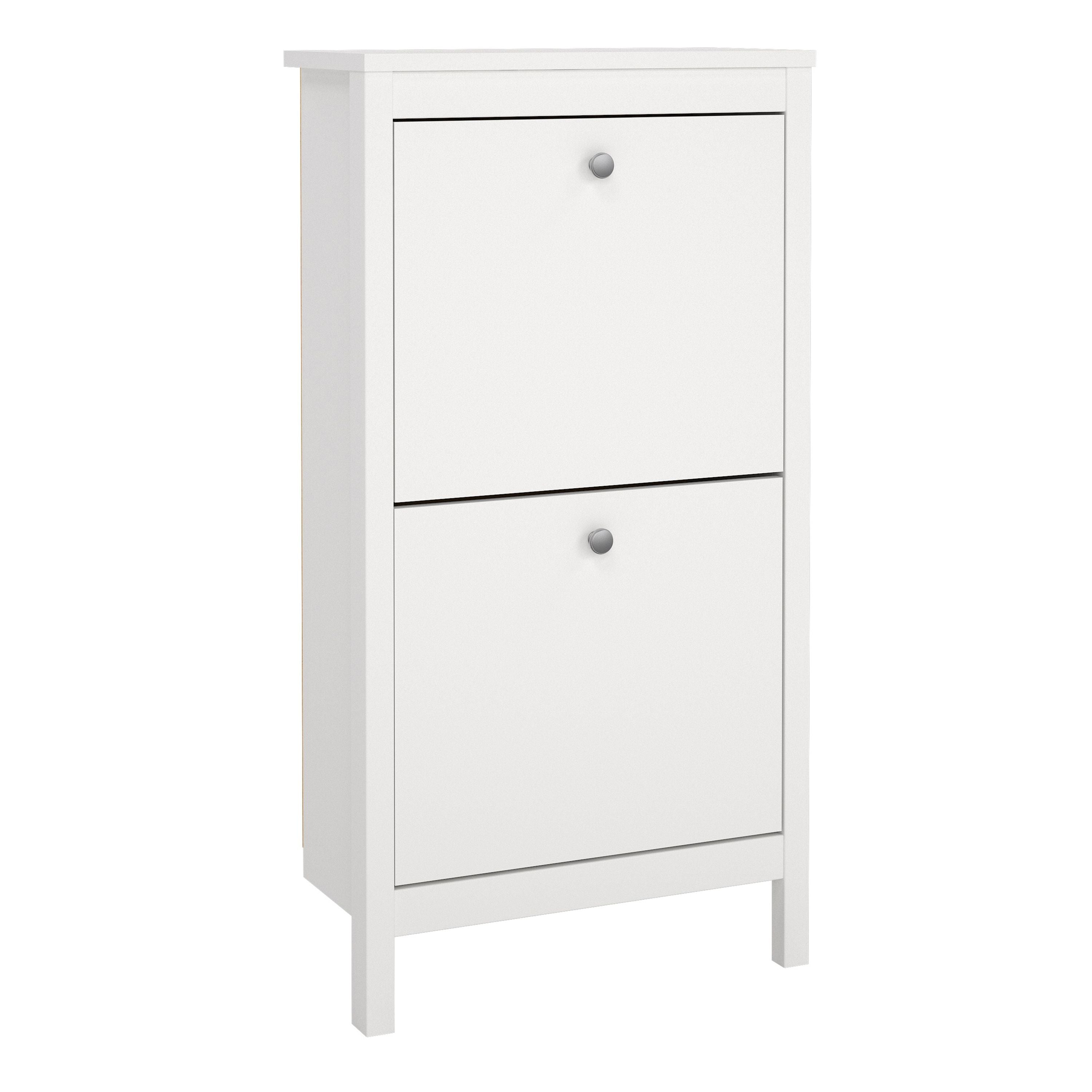 Madrid Shoe Cabinet with 2 Flip Down Doors in White - Price Crash Furniture