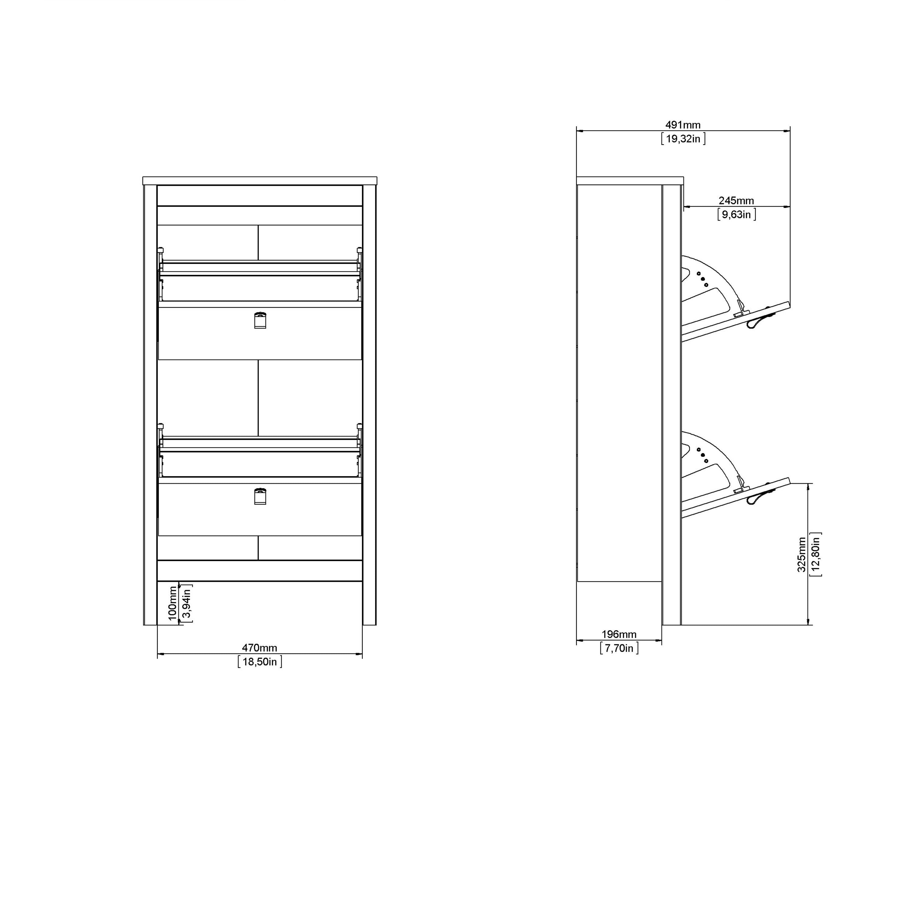 Madrid Shoe Cabinet with 2 Flip Down Doors in White - Price Crash Furniture