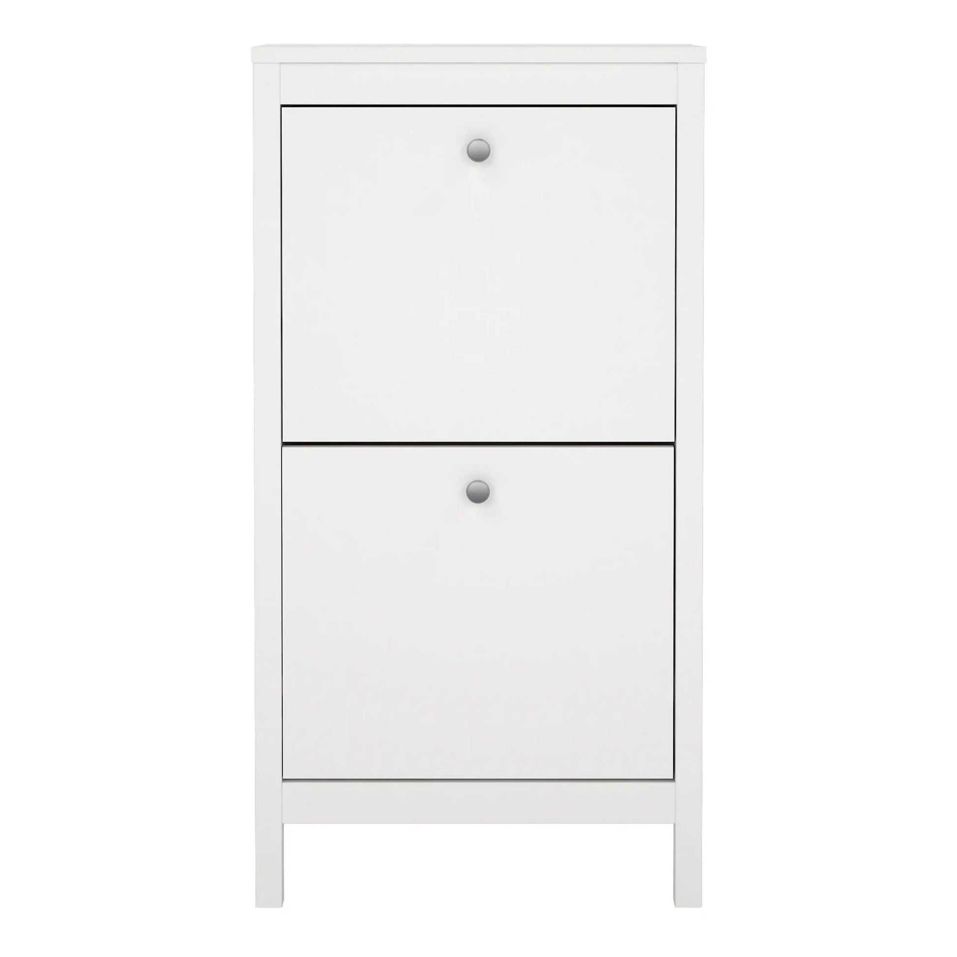 Madrid Shoe Cabinet with 2 Flip Down Doors in White - Price Crash Furniture