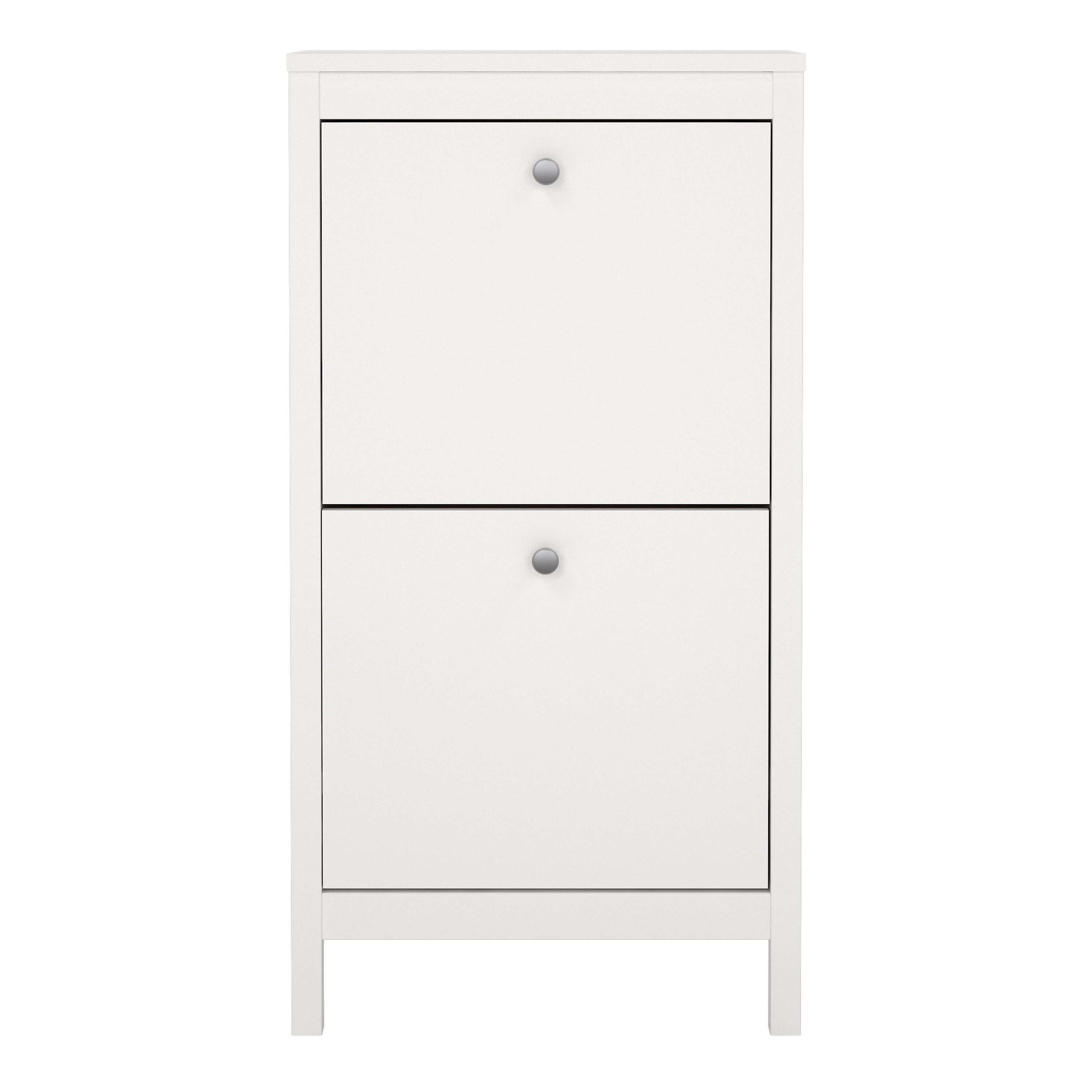 Madrid Shoe Cabinet with 2 Flip Down Doors in White - Price Crash Furniture