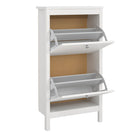 Madrid Shoe Cabinet with 2 Flip Down Doors in White - Price Crash Furniture