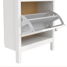 Madrid Shoe Cabinet with 2 Flip Down Doors in White - Price Crash Furniture