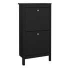 Madrid Shoe Cabinet with 2 Flip Down Doors in Matt Black Finish - Price Crash Furniture