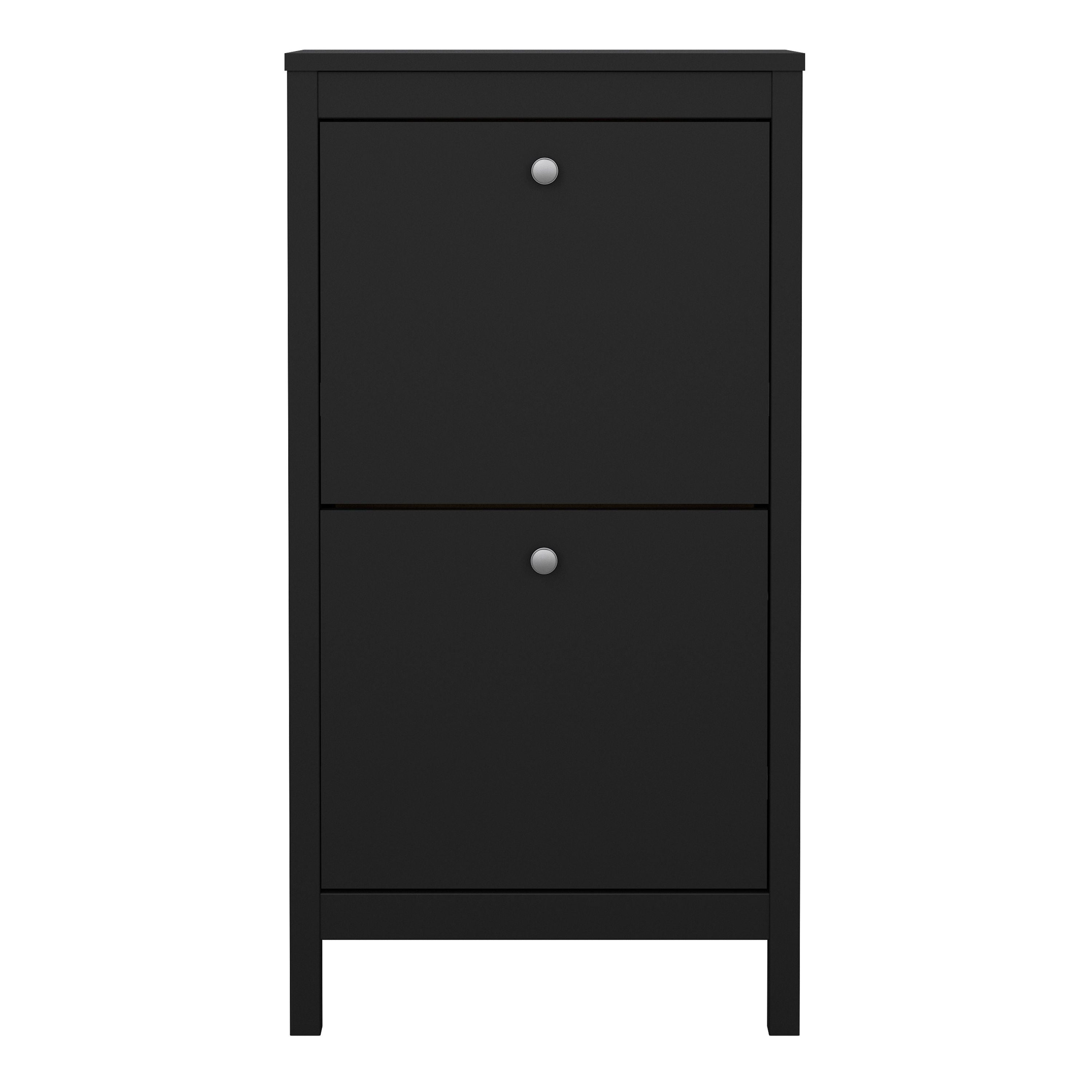 Madrid Shoe Cabinet with 2 Flip Down Doors in Matt Black Finish - Price Crash Furniture