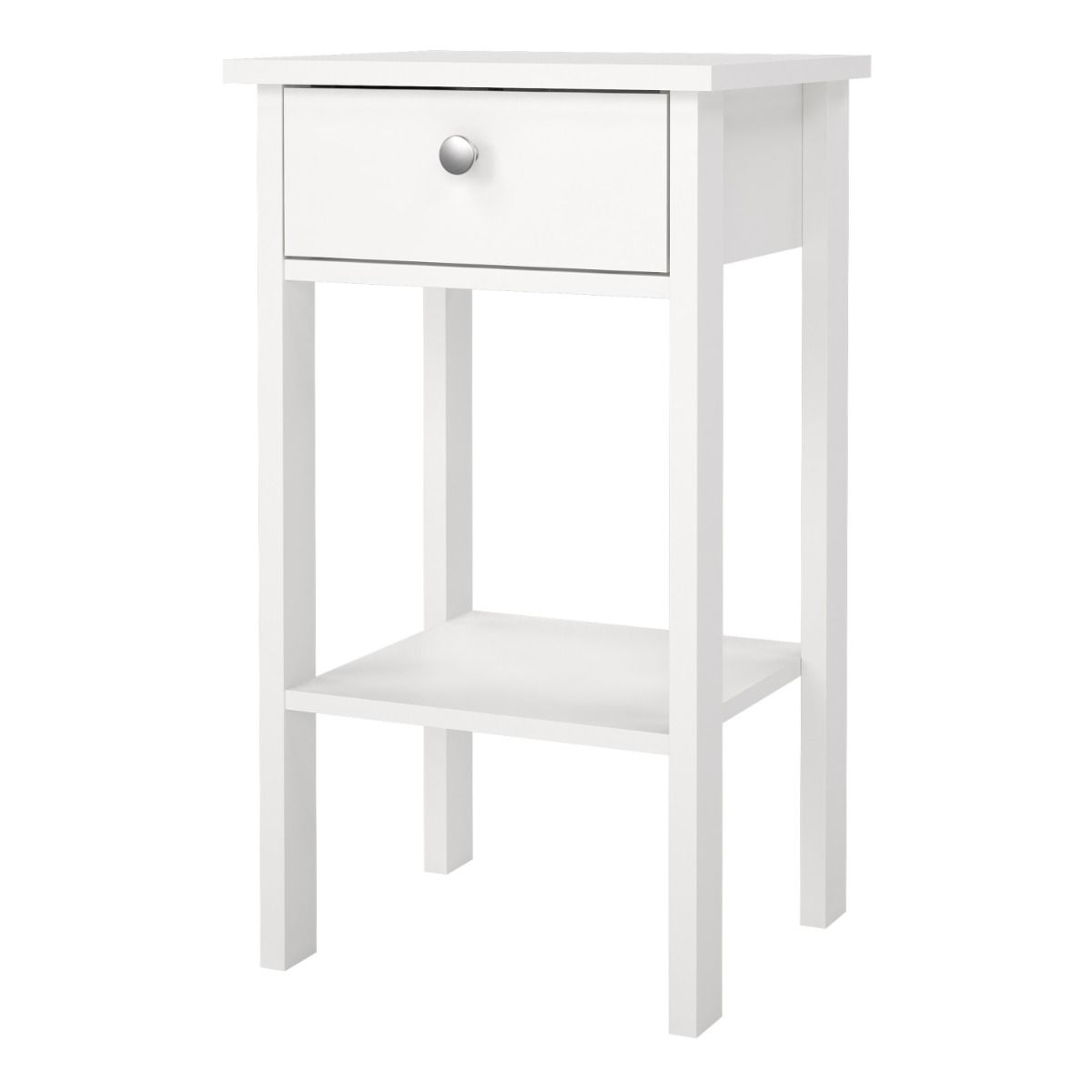 Madrid Bedside Table Unit With 1 Drawer In White - Price Crash Furniture