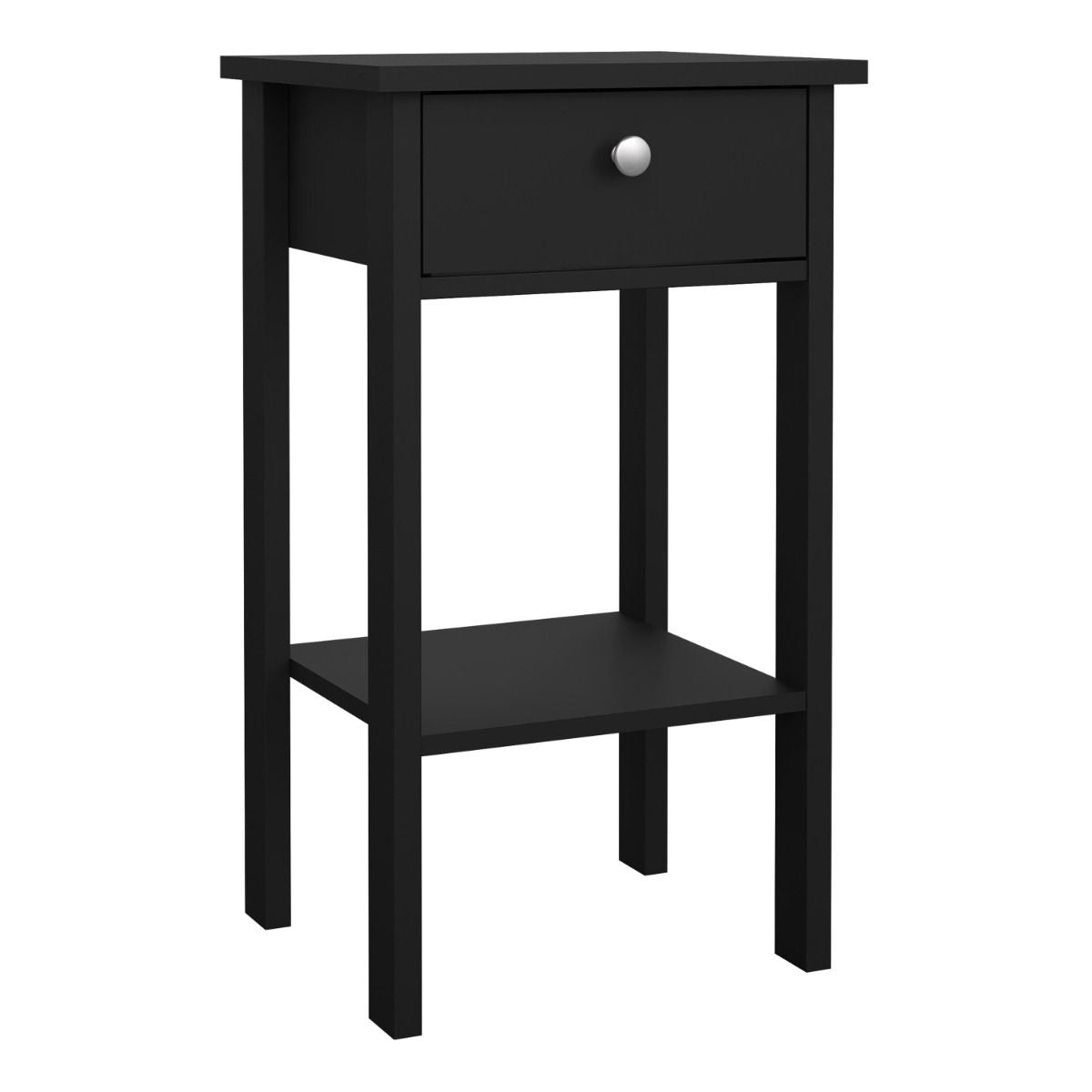 Madrid Bedside Table Unit With 1 Drawer In Matt Black - Price Crash Furniture