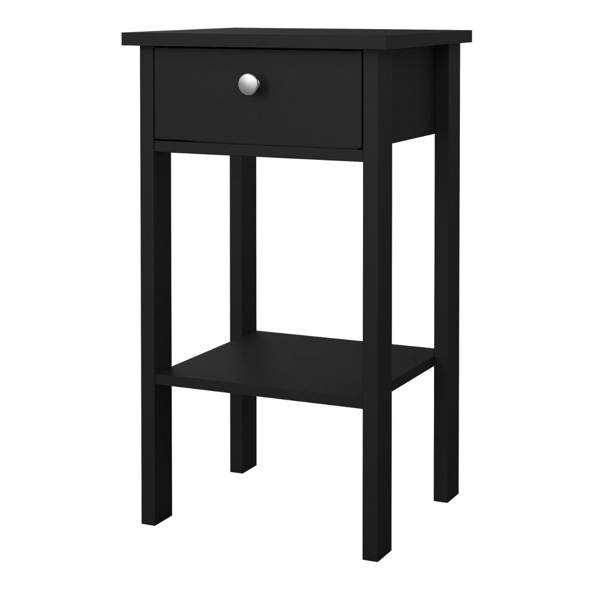 Madrid Bedside Table Unit With 1 Drawer In Matt Black - Price Crash Furniture