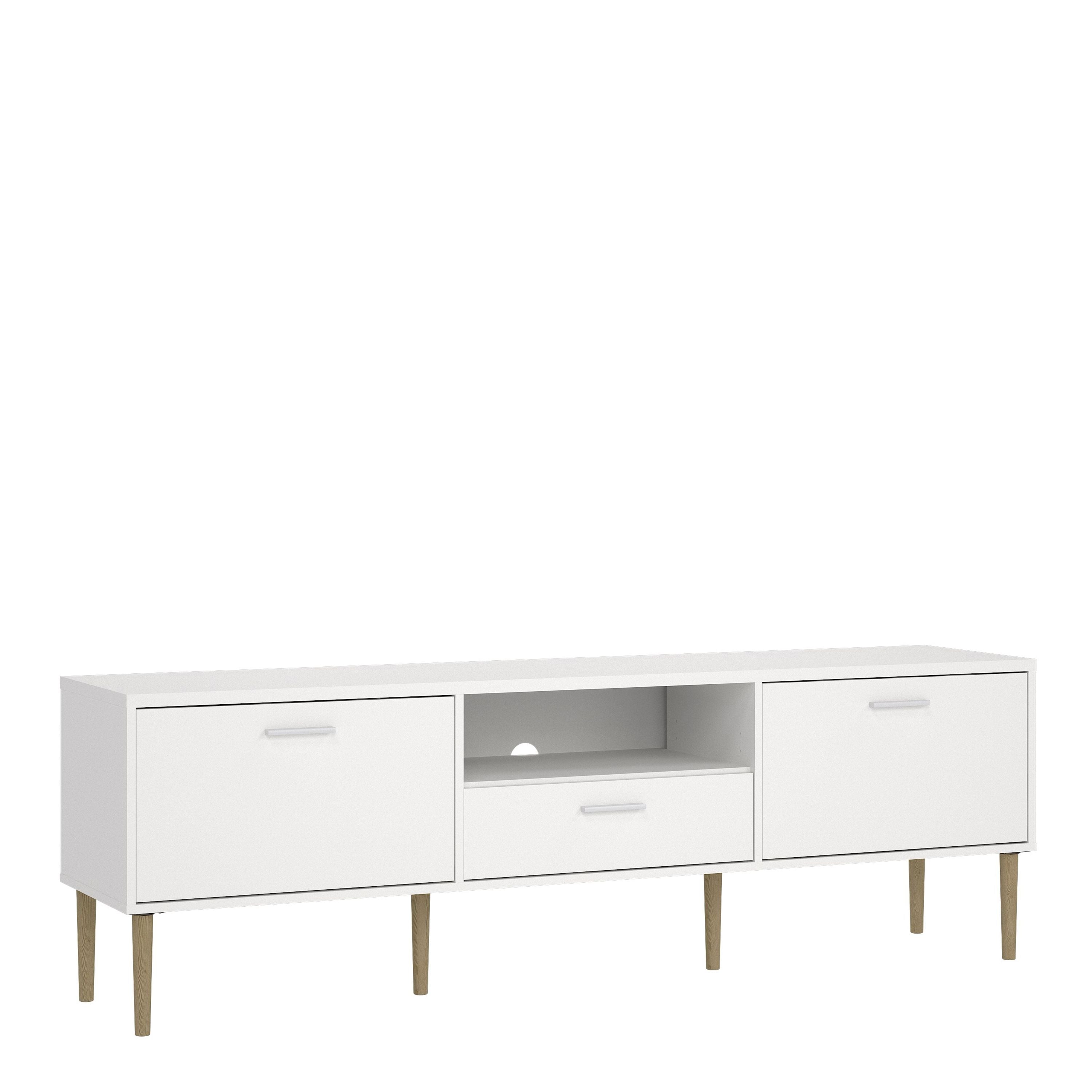 Media TV Unit With 2 Doors 1 Drawer In White - Price Crash Furniture