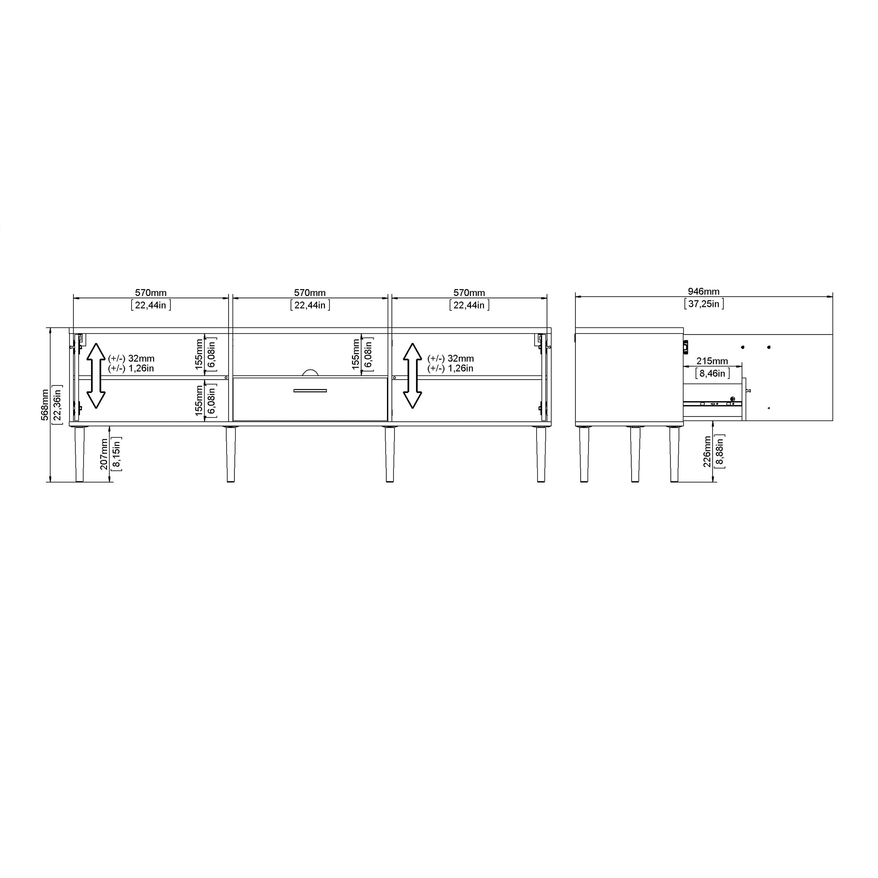 Media TV Unit With 2 Doors 1 Drawer In White - Price Crash Furniture