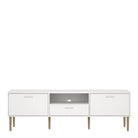 Media TV Unit With 2 Doors 1 Drawer In White - Price Crash Furniture