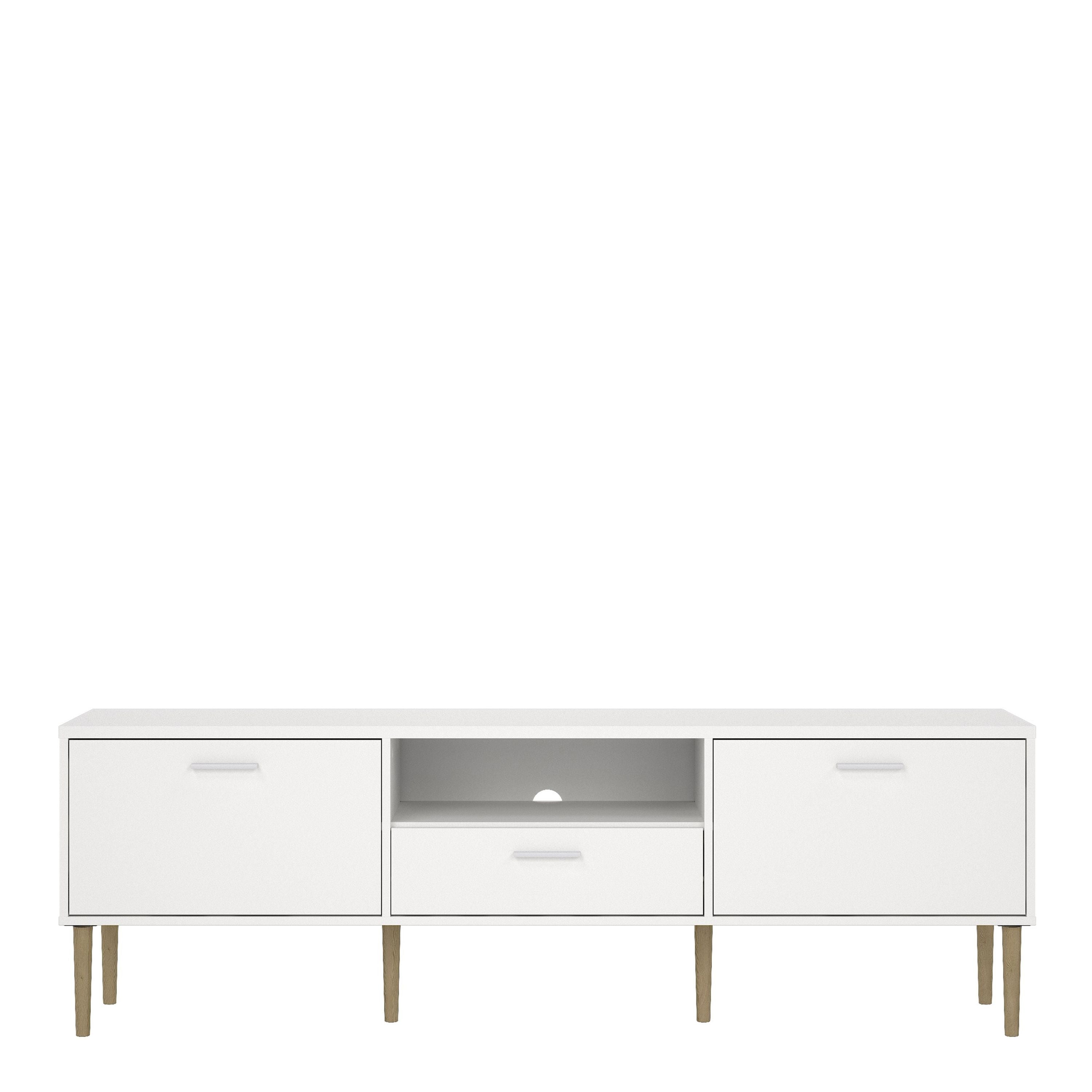 Media TV Unit With 2 Doors 1 Drawer In White - Price Crash Furniture