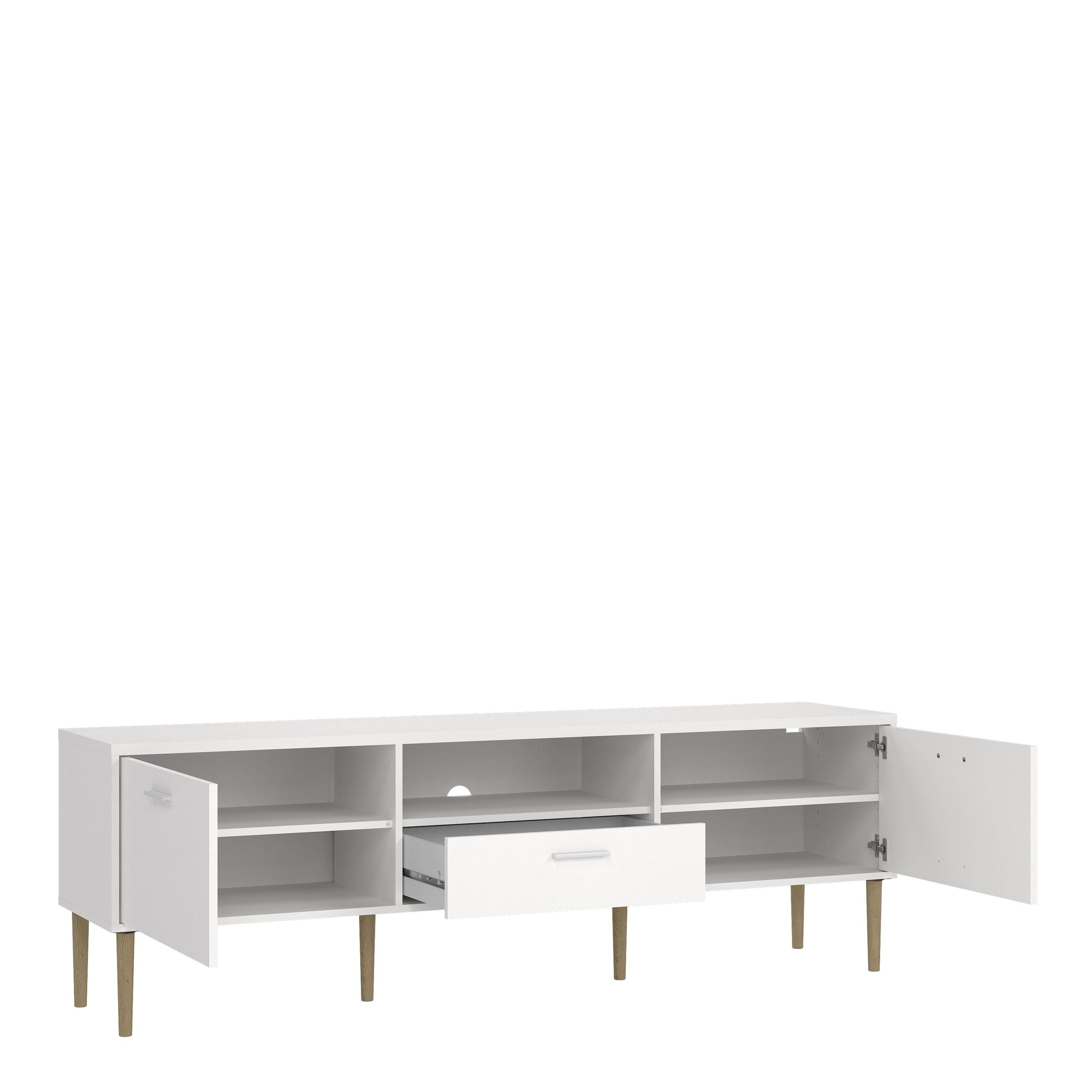 Media TV Unit With 2 Doors 1 Drawer In White - Price Crash Furniture