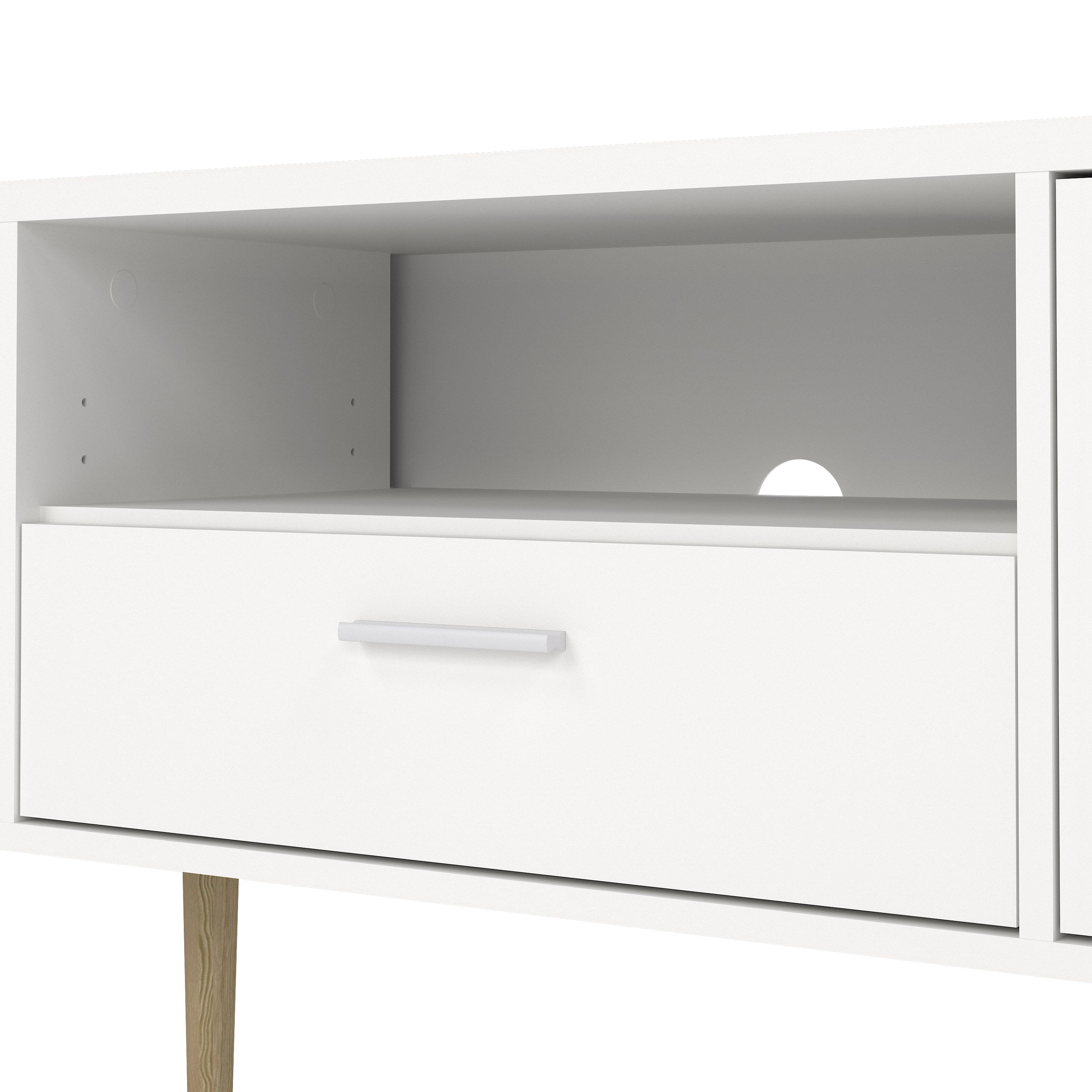 Media TV Unit With 2 Doors 1 Drawer In White - Price Crash Furniture