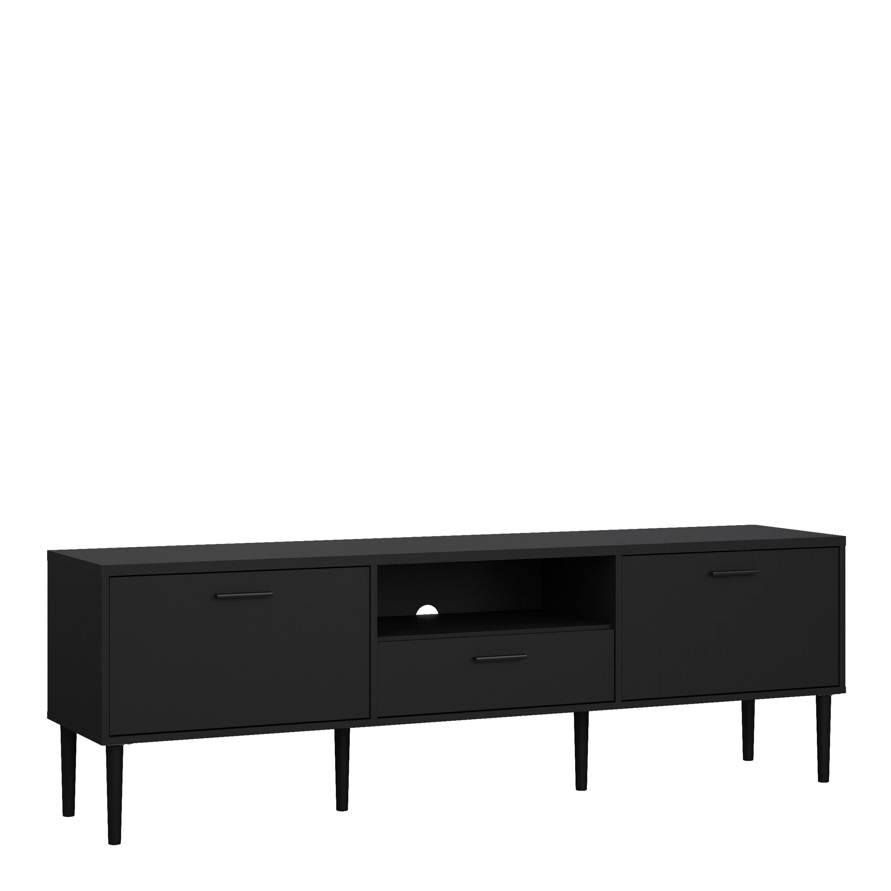 Media TV Unit With 2 Doors 1 Drawer In Black - Price Crash Furniture