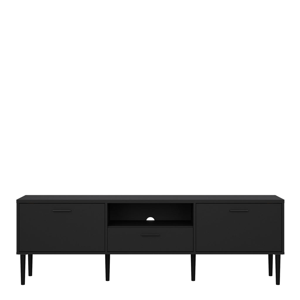 Media TV Unit With 2 Doors 1 Drawer In Black - Price Crash Furniture