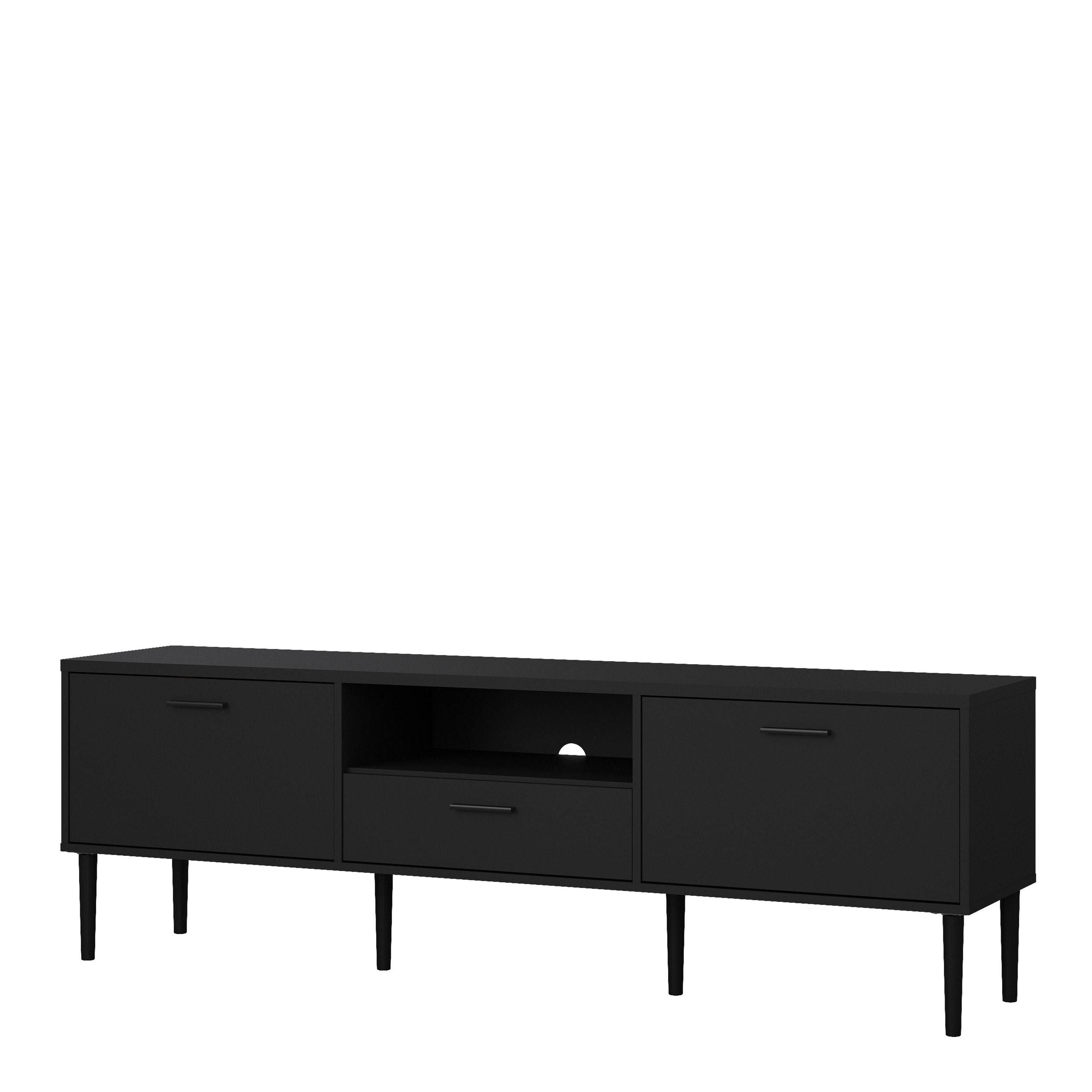 Media TV Unit With 2 Doors 1 Drawer In Black - Price Crash Furniture