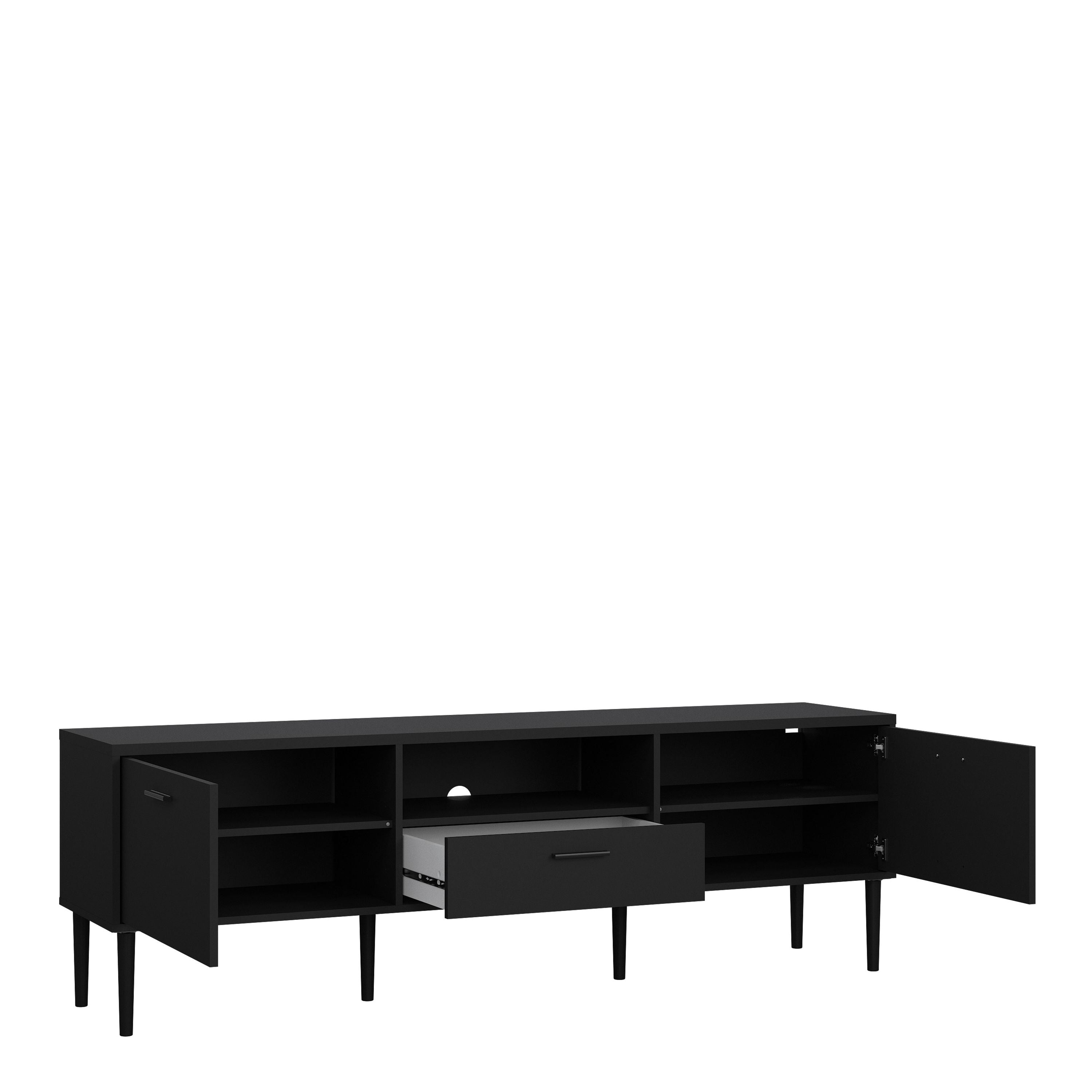 Media TV Unit With 2 Doors 1 Drawer In Black - Price Crash Furniture