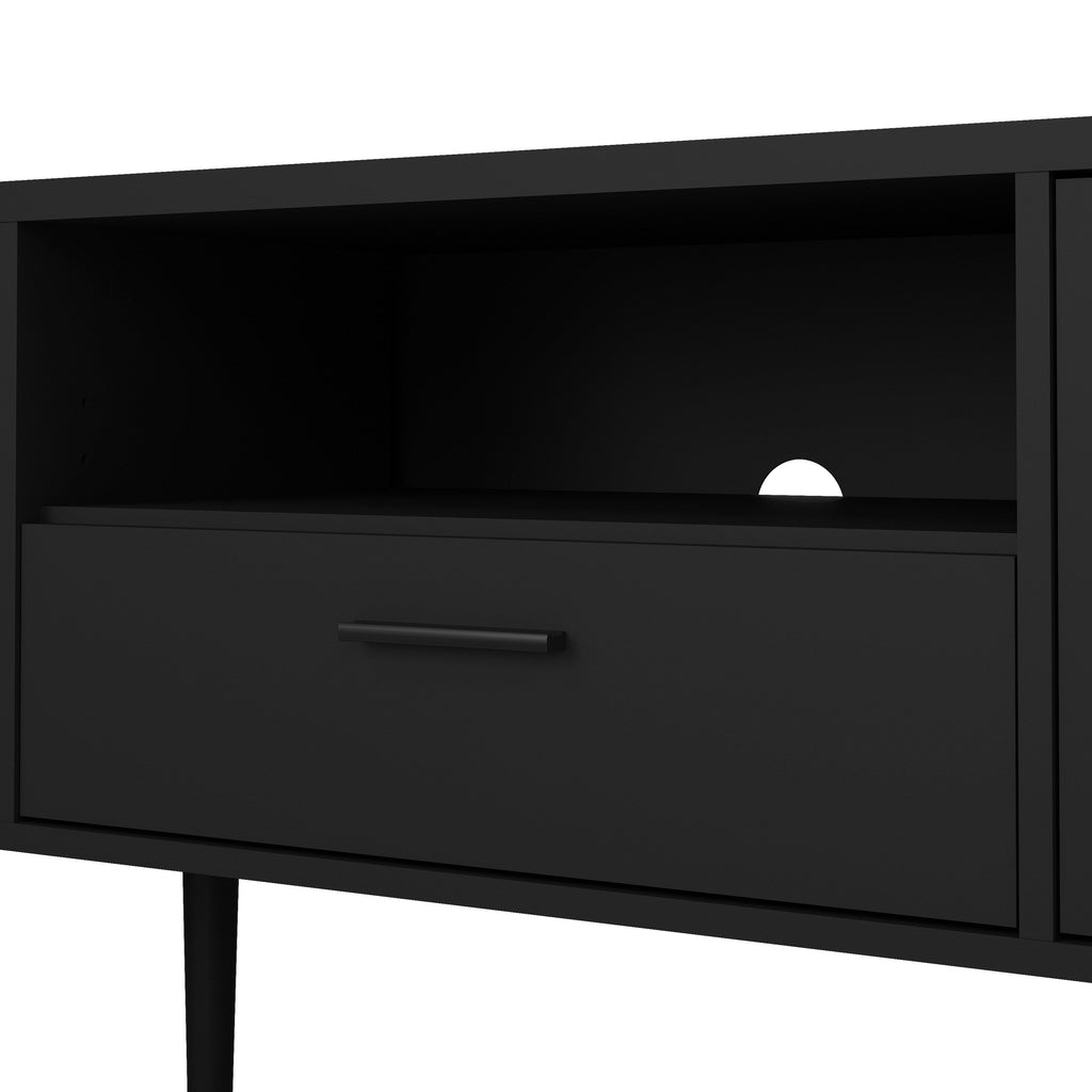 Media TV Unit With 2 Doors 1 Drawer In Black - Price Crash Furniture