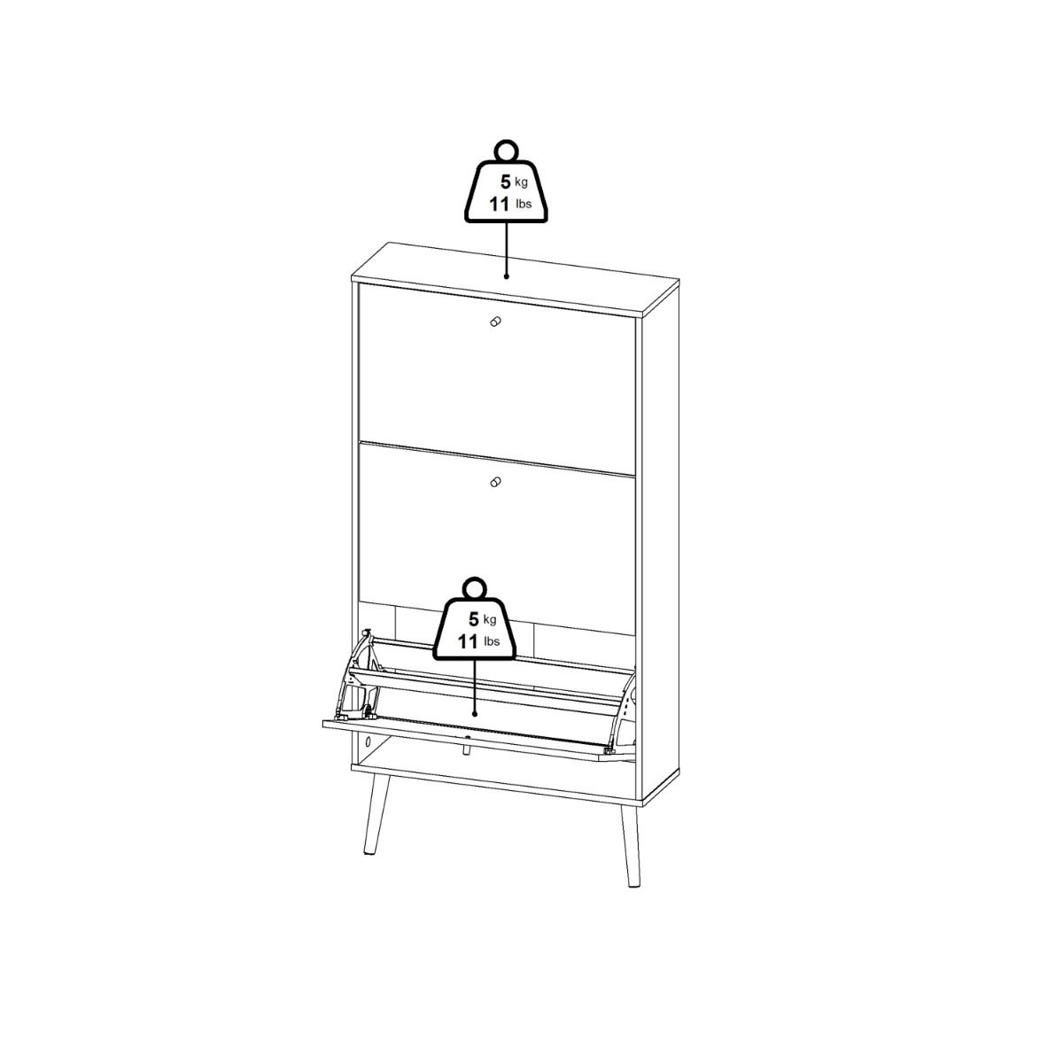 Cumbria Shoe Cabinet 3 Flip Down Doors White - Price Crash Furniture