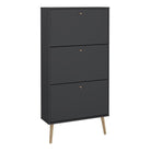 Cumbria Shoe Cabinet Storage Unit 3 Flip Down Doors Dark Grey - Price Crash Furniture