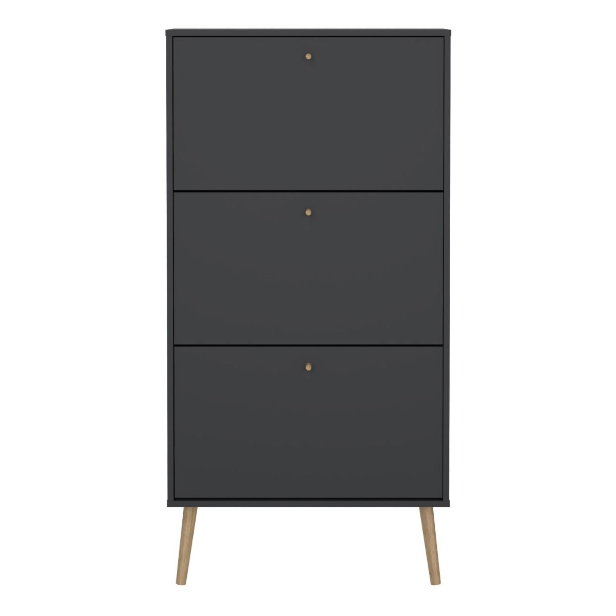 Cumbria Shoe Cabinet Storage Unit 3 Flip Down Doors Dark Grey - Price Crash Furniture