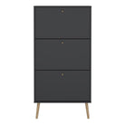 Cumbria Shoe Cabinet Storage Unit 3 Flip Down Doors Dark Grey - Price Crash Furniture