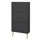 Cumbria Shoe Cabinet Storage Unit 3 Flip Down Doors Dark Grey - Price Crash Furniture