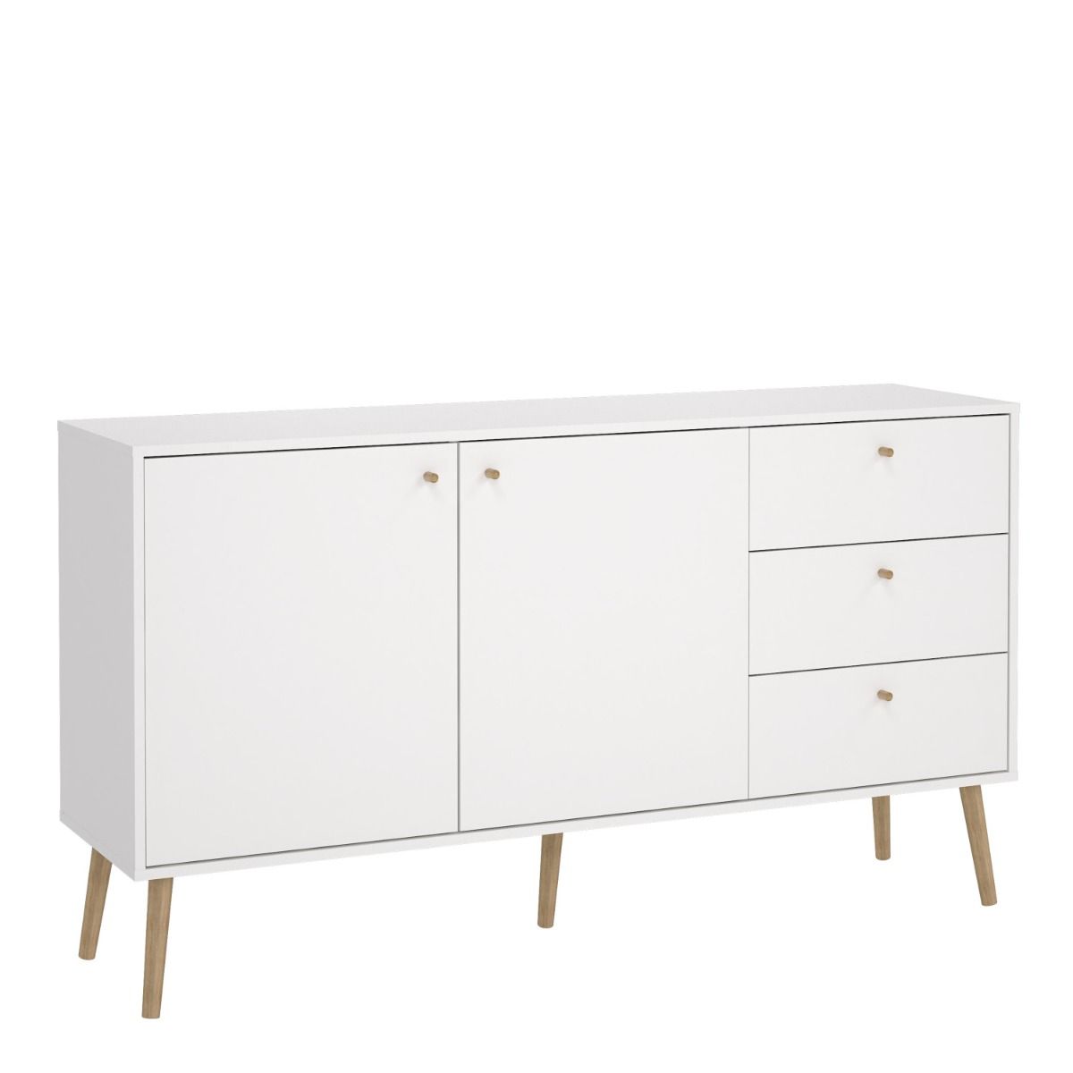 Cumbria Sideboard Buffet Unit 2 Doors + 3 Drawers White - Price Crash Furniture