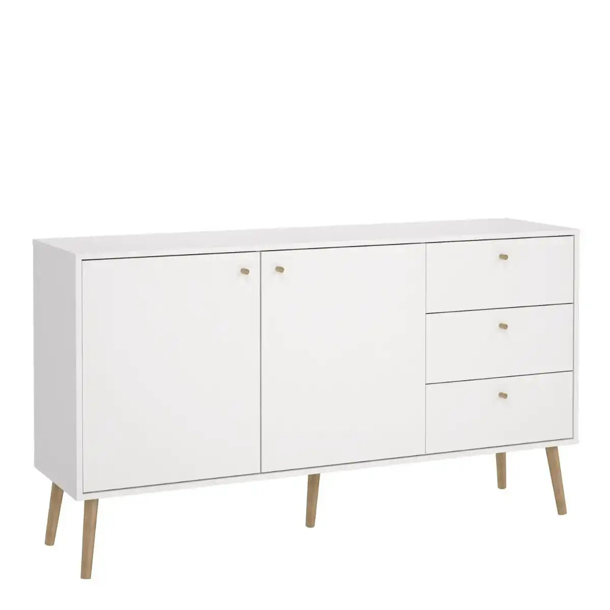 Cumbria Sideboard Buffet Unit 2 Doors + 3 Drawers White - Price Crash Furniture