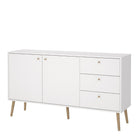 Cumbria Sideboard Buffet Unit 2 Doors + 3 Drawers White - Price Crash Furniture