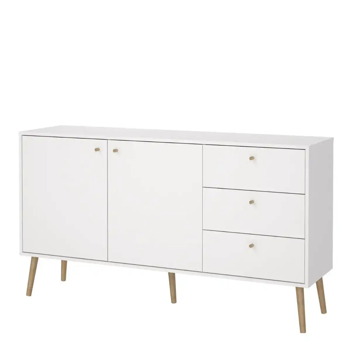 Cumbria Sideboard Buffet Unit 2 Doors + 3 Drawers White - Price Crash Furniture